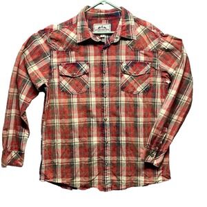Legendary Whitetails Shirt Mens Sz XL Red Plaid‎ Long Sleeve Embroidered Pocket